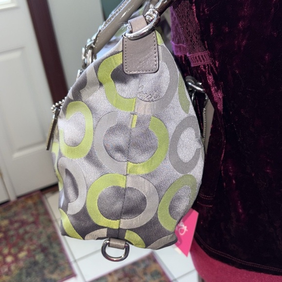 Coach Vintage Ashley convertible shoulder bag satchel Gray/Green lime canvas - Picture 8 of 16